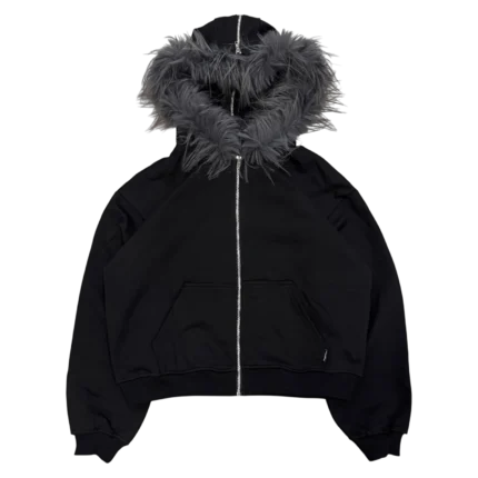 FUR ZIP HOODIE (BLACK)